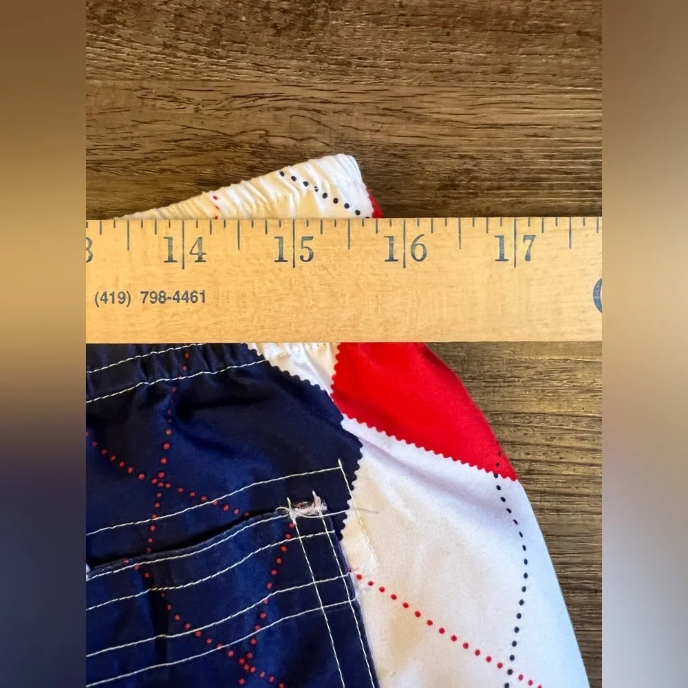 Loudmouth Golf Swim Trunks Board Shorts Blue Red White Argyle Men’s Large I12‎